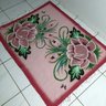 Tapete Pequeno Sala 100x150 Pintado À Mão Flores Rose - 1