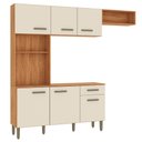 Ver imagem 1 de Cozinha Emilly 220cm 6 Portas 1 Gaveta Cinamomo/Off White