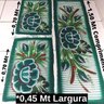 Jogo Tapete Cozinha 3 Peças Pintado À Mão 1,60Mt Flor Verde 05 - 2