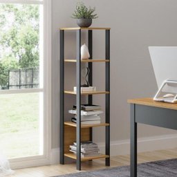Estante Torre com 5 Prateleiras 33x135cm Estilo Industrial F28 Pradel Móveis - Freijó/preto Fosco - 1