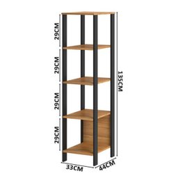 Estante Torre com 5 Prateleiras 33x135cm Estilo Industrial F28 Pradel Móveis - Freijó/preto Fosco - 4