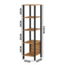 Ver imagem 4 de Estante Torre com 5 Prateleiras 33x135cm Estilo Industrial F28 Pradel Móveis - Freijó/preto Fosco