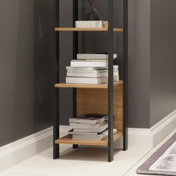 Estante Torre com 5 Prateleiras 33x135cm Estilo Industrial F28 Pradel Móveis - Freijó/preto Fosco - 2