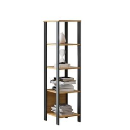 Estante Torre com 5 Prateleiras 33x135cm Estilo Industrial F28 Pradel Móveis - Freijó/preto Fosco - 3