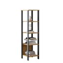 Ver imagem 3 de Estante Torre com 5 Prateleiras 33x135cm Estilo Industrial F28 Pradel Móveis - Freijó/preto Fosco