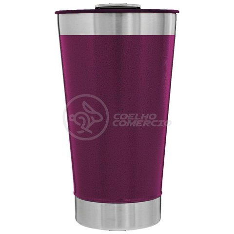 Copo Térmico com Tampa e Abridor de Garrafa 473ml Roxo