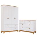 Ver imagem 1 de Jogo de Quarto Infantil Biscoito Guarda Roupa e Cômoda 6 Gavetas  - Permóbili Baby