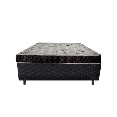 Cama Box Casal Colchão Aylla Espuma D33 NK Camas + Box Poliéster 56x138x188 Cor:Preto