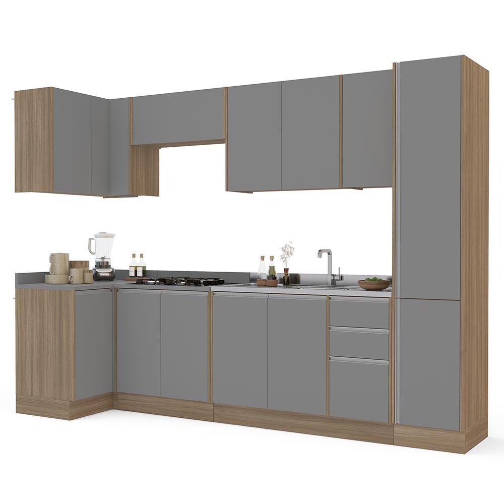 Cozinha 4Módulos 8Portas 4Gavetas Amortecimento Pistão e Dobradiças Campanele Kitchen Castanho/ - 2