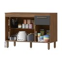 Ver imagem 3 de Balcão Cozinha Pop 120 Cm com Tampo 3 Portas e 1 Gaveta Freijo/chumbo/freijo