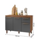 Ver imagem 4 de Balcão Cozinha Pop 120 Cm com Tampo 3 Portas e 1 Gaveta Freijo/chumbo/freijo