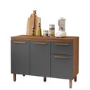 Ver imagem 1 de Balcão Cozinha Pop 120 Cm com Tampo 3 Portas e 1 Gaveta Freijo/chumbo/freijo
