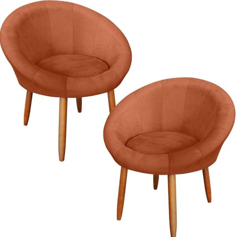 Kit 2 Poltronas Decorativa para Sala de Espera Recepção Resistente Escritório Tecido Veludo Luxo