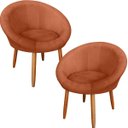 Ver imagem 1 de Kit 2 Poltronas Decorativa para Sala de Espera Recepção Resistente Escritório Tecido Veludo Luxo