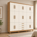Ver imagem 2 de Guarda Roupa Casal Triplex 16 Portas 4 Gavetas Cinamomo Off White Formimóveis