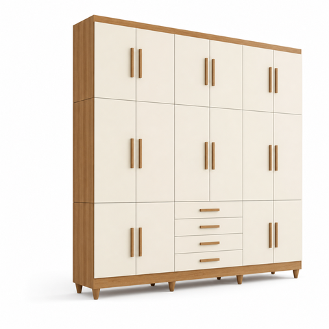 Guarda Roupa Casal Triplex 16 Portas 4 Gavetas Cinamomo Off White Formimóveis