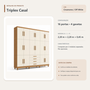 Ver imagem 4 de Guarda Roupa Casal Triplex 16 Portas 4 Gavetas Cinamomo Off White Formimóveis