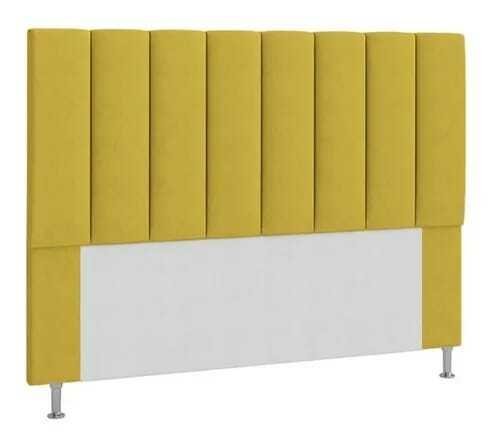 Cabeceira Estofada Carla 140CM Casal Suede Amarelo - D A DECOR - 1