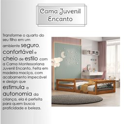 Cama Infantil Madeira com Grade Segurança Menina Menino Montessoriana - 2