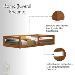 Cama Infantil Madeira com Grade Segurança Menina Menino Montessoriana - 3