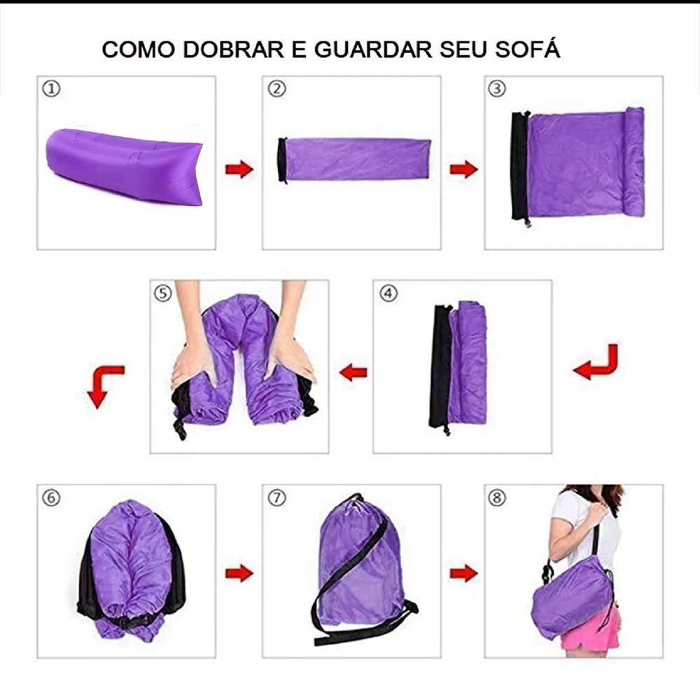 Sofá Puff Air Bag Inflável para Camping VG+ Rosa - 4