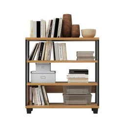 Mini Estante Estilo Industrial 89,5cm 4 Prateleiras F23 Pradel Móveis - Freijó/preto Fosco - 2