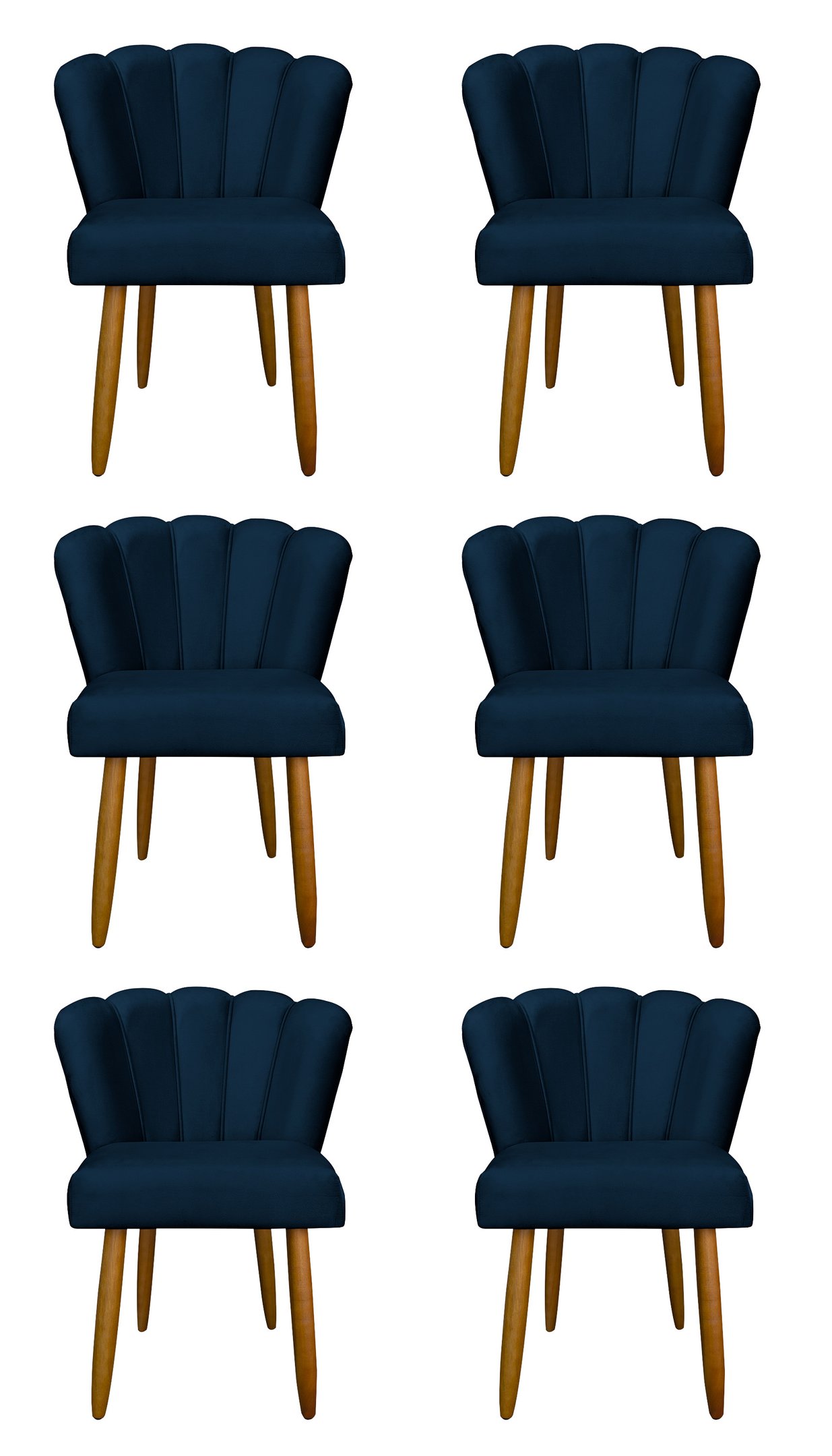 Kit 6 Cadeira para Mesa de Jantar Modelo Flor Veludo:azul Marinho - 1