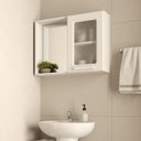 Ver imagem 1 de Armário de Banheiro com Espelho 8200 1 Porta 70cm Branco Bertolini