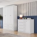 Ver imagem 1 de Conjunto Quarto Juvinil Guarda Roupa 4 Portas e Cômoda 4 Gavetas Amy Casa 812