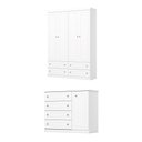 Ver imagem 2 de Conjunto Quarto Juvinil Guarda Roupa 4 Portas e Cômoda 4 Gavetas Amy Casa 812