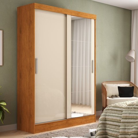 Guarda-Roupa Casal com Espelho 2 Portas de Correr 2 Gavetas Verona Yescasa