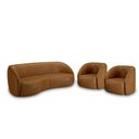 Ver imagem 2 de Conjunto Sofá Sala de Estar Bipartido 288cm 2 Poltronas Clarke Pu Caramelo Manchado G45 - Gran Belo