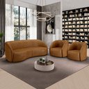 Ver imagem 1 de Conjunto Sofá Sala de Estar Bipartido 288cm 2 Poltronas Clarke Pu Caramelo Manchado G45 - Gran Belo