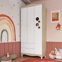 Ver imagem 1 de Guarda Roupa Infantil Roupeiro para Quarto 3 Portas 2 Gavetas Carvalho/Branco - Completa Móveis