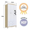 Ver imagem 5 de Guarda Roupa Infantil Roupeiro para Quarto 3 Portas 2 Gavetas Carvalho/Branco - Completa Móveis