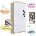 Ver imagem 4 de Guarda Roupa Infantil Roupeiro para Quarto 3 Portas 2 Gavetas Carvalho/Branco - Completa Móveis