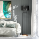 Ver imagem 1 de Luminária Salone Base Madeira e Aço Decorativa Cúpula Preta