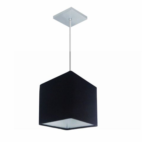 Lustre Pendente Quadrado Vivare Md-4223 Cúpula em Tecido 15/13x13cm - Bivolt - Preto - Bivolt