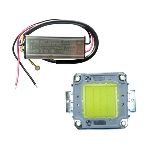 Kit Chip 50w Branco Frio 6500k + Driver Reator 1500ma Led Cob Reparo Refletor