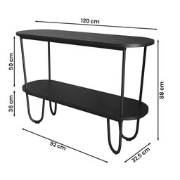 Aparador Requinte Pés de Aço Tubular 120 cm Preto/Preto - 4