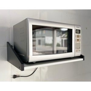 Prateleira Reforçada para Microondas 35l Mdf Branco com Preto