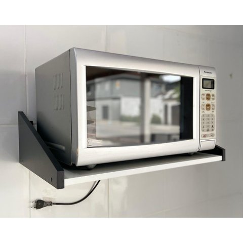 Prateleira Reforçada para Microondas 35l Mdf Branco com Preto