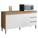 Ver imagem 2 de Balcão de Cozinha Gabriela com Tampo 150cm e Armário Aéreo Andréia Amêndoa Branco - Ajl