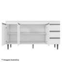 Ver imagem 3 de Balcão de Cozinha Gabriela com Tampo 150cm e Armário Aéreo Andréia Amêndoa Branco - Ajl