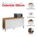 Ver imagem 5 de Balcão de Cozinha Gabriela com Tampo 150cm e Armário Aéreo Andréia Amêndoa Branco - Ajl