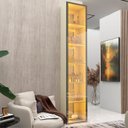 Ver imagem 1 de Cristaleira 1 Porta Reflecta com Fita LED e Espelho 100% MDF Luminare Bege/Off White