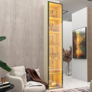 Cristaleira 1 Porta Reflecta com Fita Led e Espelho 100% Mdf Luminare