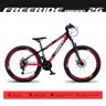 Bicicleta Aro 26 Quadro 13 Alumínio 21v Freio a Disco Mecânico Freeride Preto/Vermelho - Dropp - 4