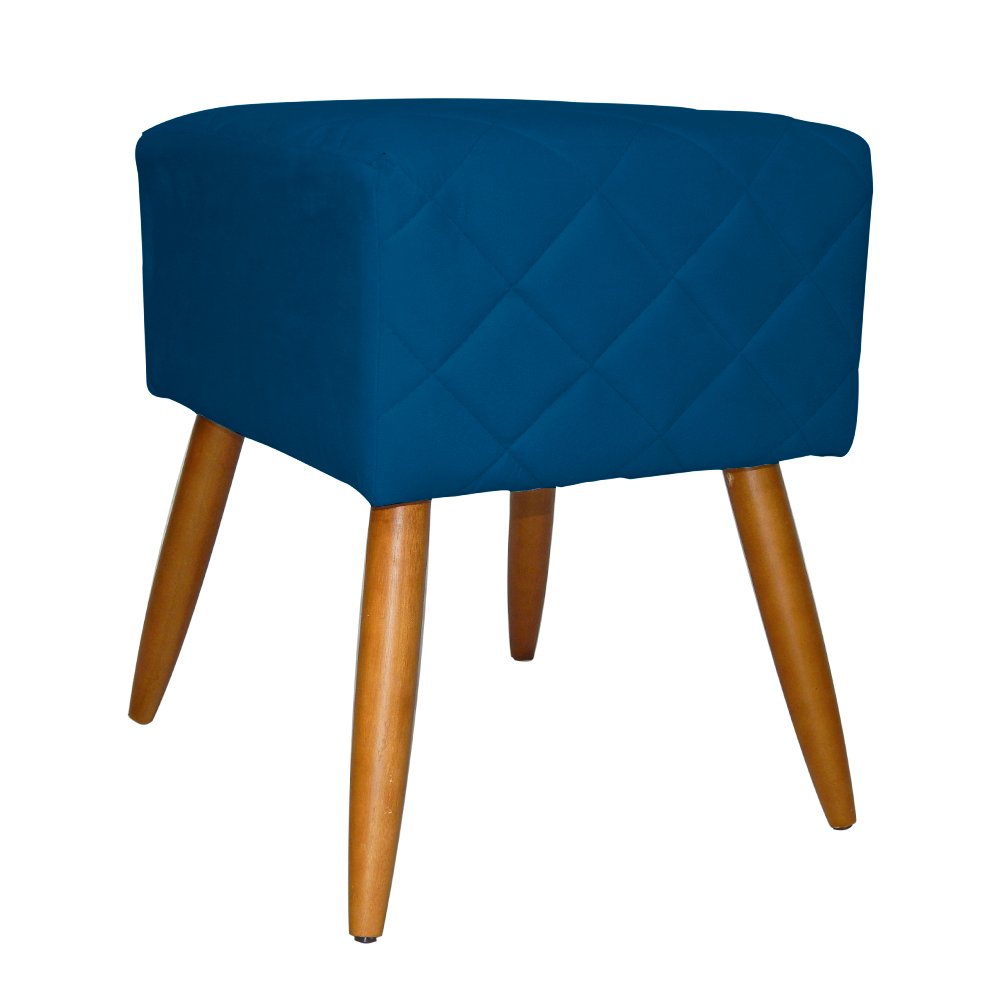 Kit Poltrona Decorativa Marcela Mais Puff Isabela Pés Palito Suede Azul Royal - DS Estofados - 4