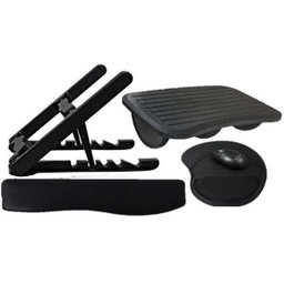 Kit Ergonômico 2 - Suporte P/Notebook, Apoio de Teclado, Mousepad Preto(Sem Mouse) e Apoio P/Pés - 1